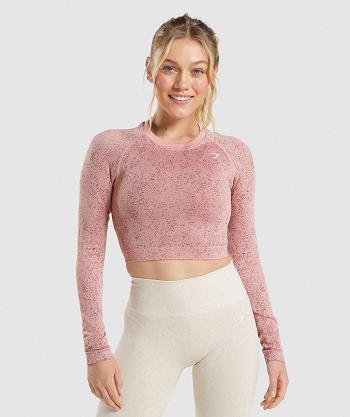 Corp Tops Gymshark Adapt Fleck Seamless Long Sleeve Mujer Rosas | CO 2546DFM